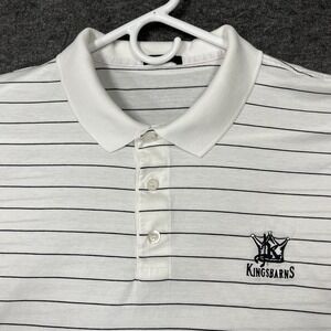 Marbas Polo Shirt Mens XL White Black Striped Kingsbarns Golf Italy Cotton